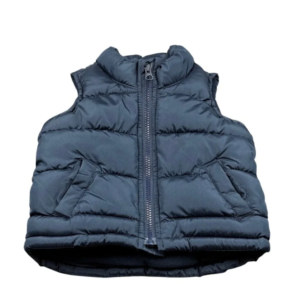 Old Navy Frost Free Kids Puffer Vest Navy Blue Sleeveless Full Zip 12-18 Months